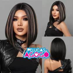 Peluca Mediana Bob Negra...