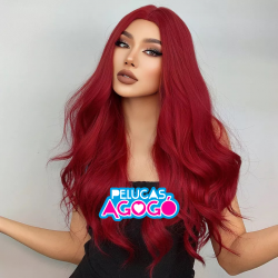 Peluca Larga Ondulada Roja...