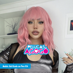 Peluca Med Ondulada Rosa c...