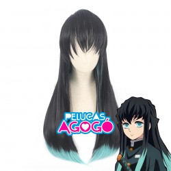 Peluca Negro con Verde Aqua...