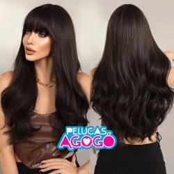Peluca Ond café oscura c fleco