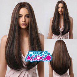 Peluca Larga Lacia Castaña...